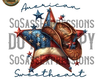 American Sweetheart Western Shirt Design: PNG, DTF, Sublimation (Digital Download)