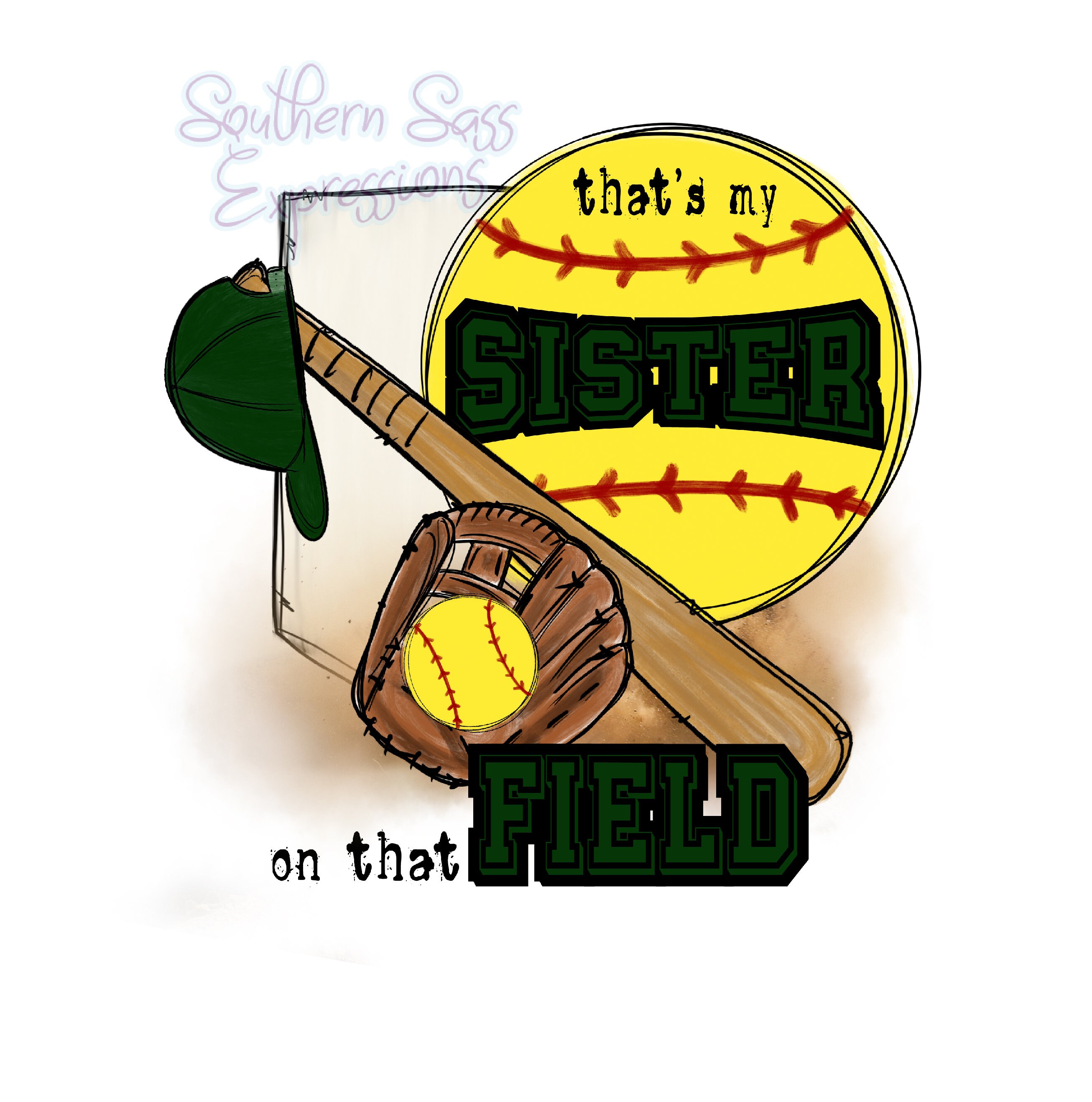 Thats My Sister on That Field Green Softball Softball Etsy