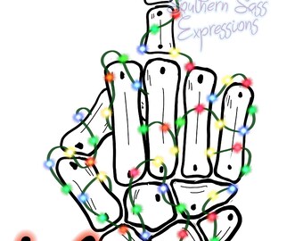 Merry AF Skelett Finger Weihnachtslichter Design (Digitaler Download)