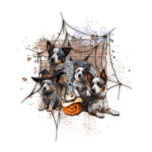 Blue Heeler Halloween, Australian Blue Heeler, Cattle Dog, Halloween Dogs, Halloween Design, Digital Download, Sublimation, PNG, Halloween T