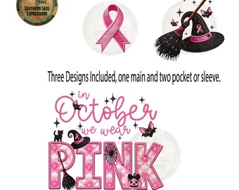 In October We Wear Pink PNG: Breast Cancer Awareness (Digital Download)