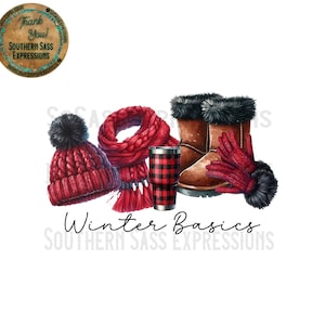 Winter Basics, Red and Black, Digital Download, Sublimation Design, PNG, Winter Basics Shirt Design, Winter Sublimation Design, Winter PNG