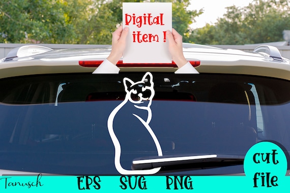 Cat Wagging Tail Rear Wiper SVG Sticker Cut File Car Back Window