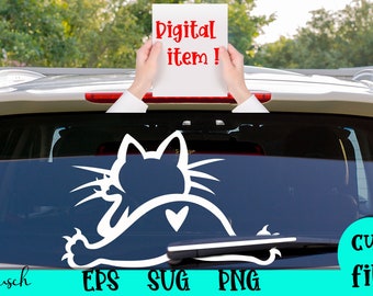 Cat Wagging Tail Rear Wiper SVG sticker cut file Car back Window Decal Graphic , Commercial Use included