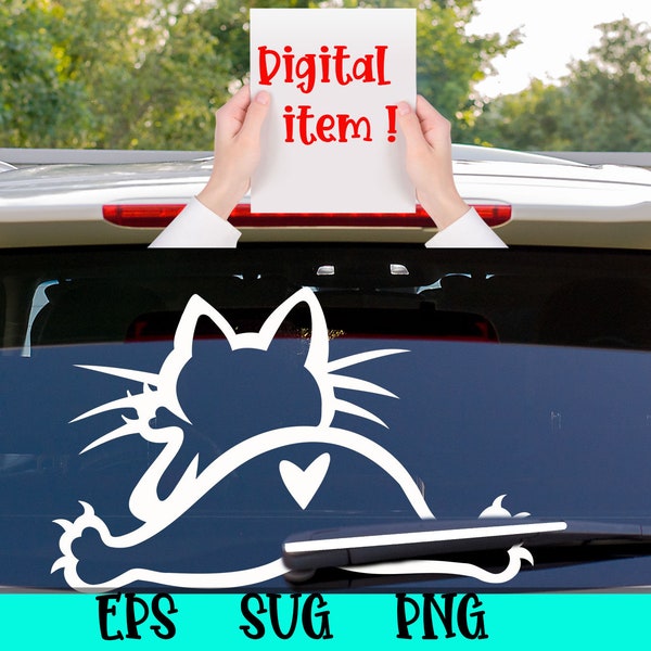 Cat Wagging Tail Rear Wiper SVG sticker cut file Car back Window Decal Graphic , Commercial Use included