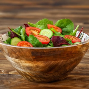 Handmade Mango Wood Salad Bowl Set: Bohemian Hummingbird Design, Spoon set image 11