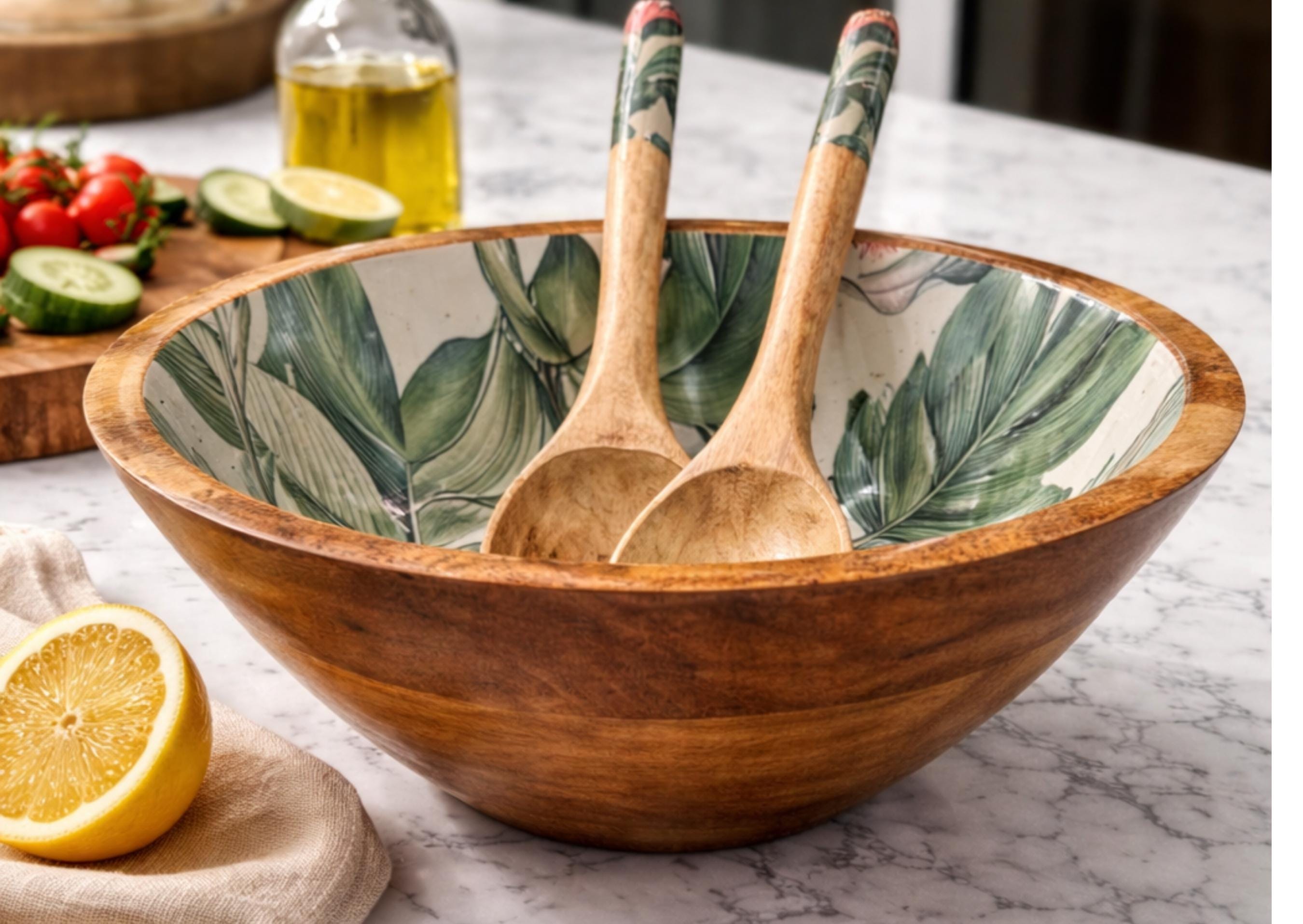 D-5 【ヴィンテージ】HUMMING BIRD 木製サラダボウルセット 天然木 Hummingbird Salad Bowl - Etsy