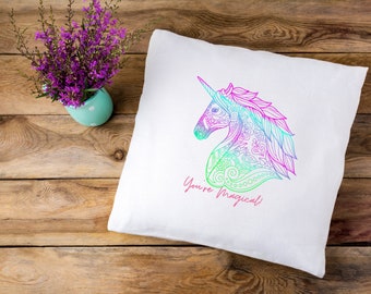 Unicorn pillow cover, kids pillow, Boho Pillow,Personalized Gift for Girls,Custom Birthday Gift