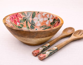 Handmade Mango Wood Salad Bowl Set, Mother's Day Gift, Housewarming gifts