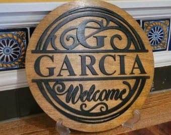 Custom 12" Monogrammed Round - Perfect for Home Decor or as a Gift - Personalize with Stain/Paint and Name
