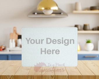 Personalized Etched Large Rectangular Glass Cutting Board - 12x15 inches - Custom Design - Dishwasher Safe - Great Gift