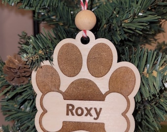 Personalized Engraved Paw Christmas Ornament