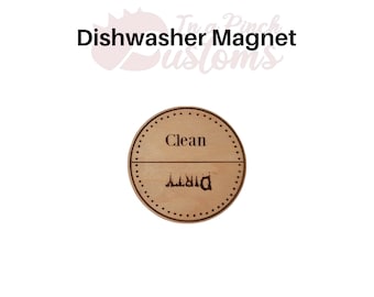 Handmade Wood Dishwasher Magnet - Engraved "CLEAN" and "DIRTY" - 3" Round - Support Small Business