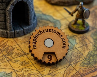 Magnetic Wooden Hit Point Tracker: DND, TTRPG Counter