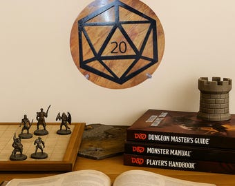 Layered Wood Nat 20 D20 Wall Hanger: Geeky Dice Decor