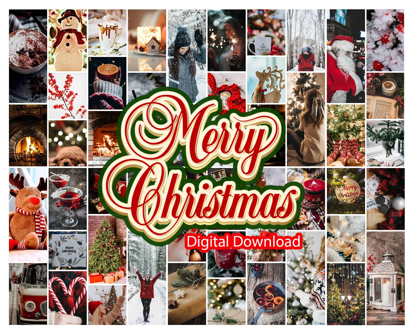 Weihnachten ästhetische Wand Collage Kit 50pcs digitaler  Etsy