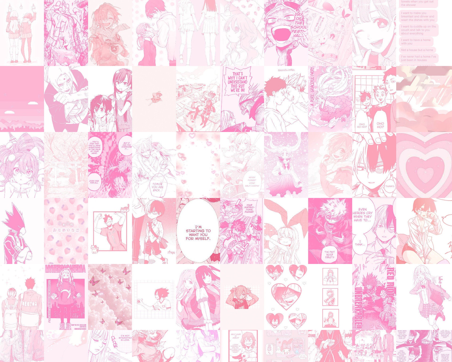 Pink Kawaii Manga Aesthetic Wall Collage Anime Wall Collage Etsy