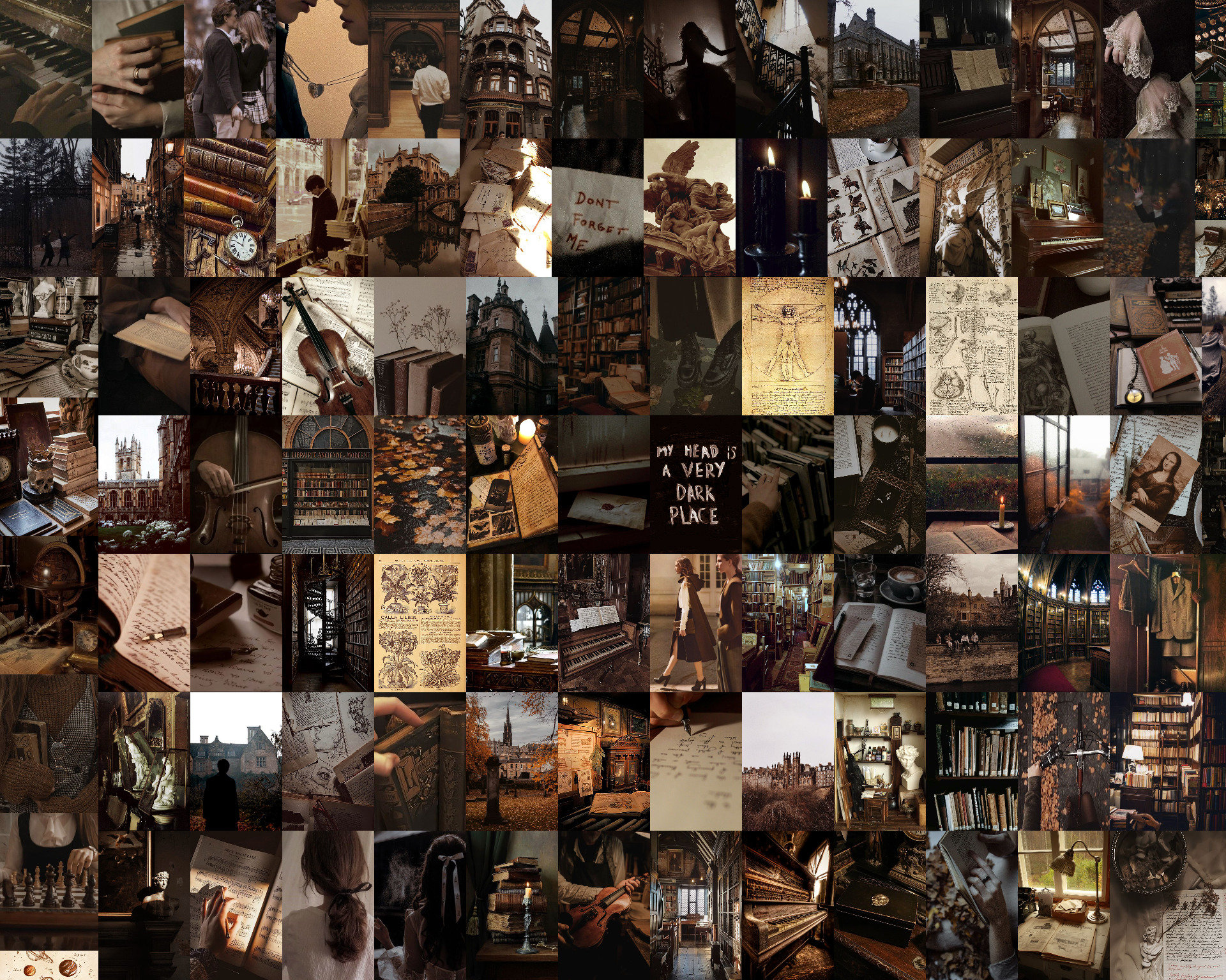 Dark Academia Aesthetic Collage Wallpaper