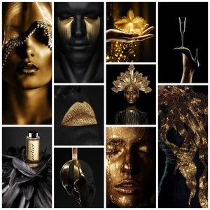 Boujee Black Gold Aesthetic Wall Collage Kit Photo Collage Etsy etsy