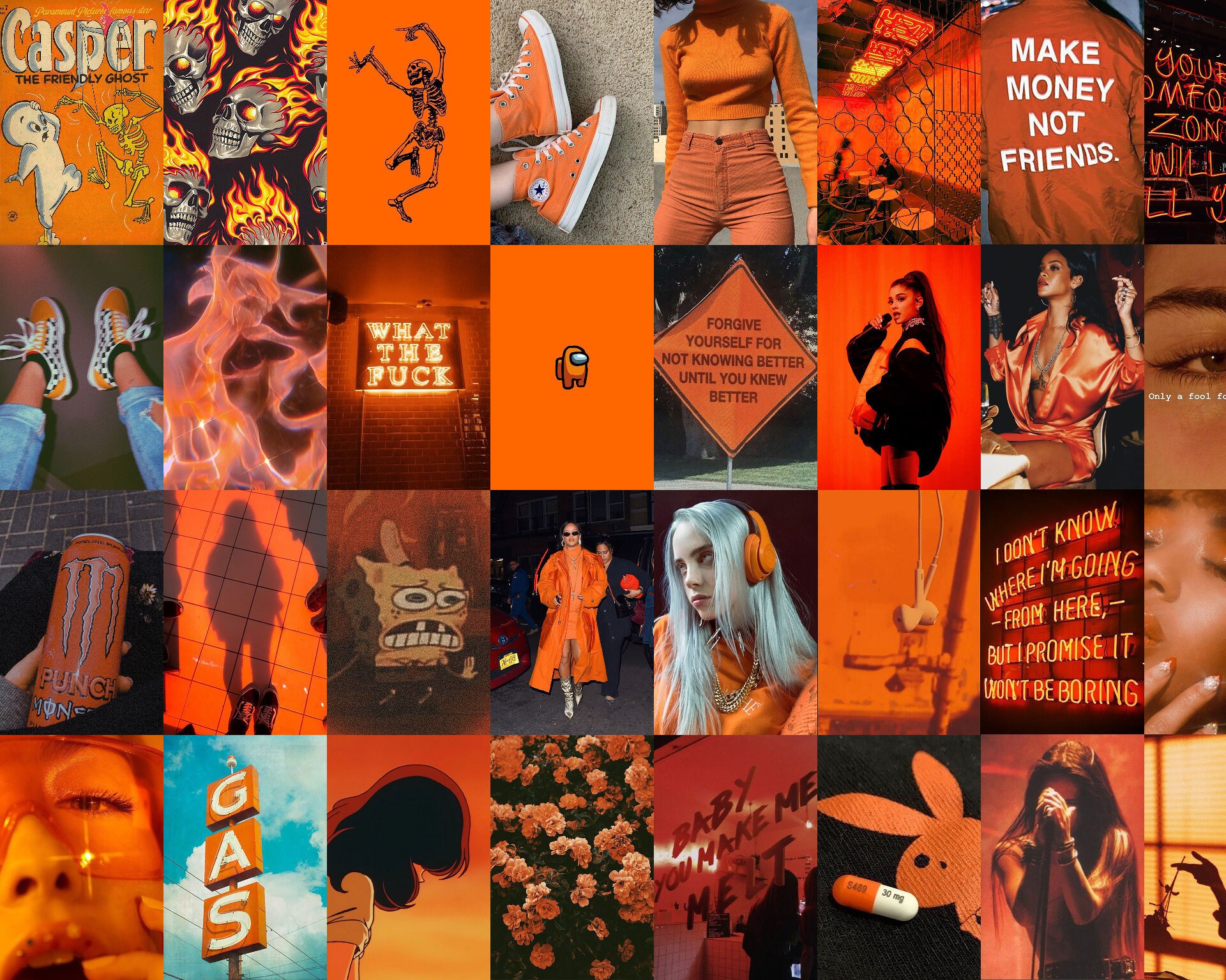 Orange Grunge Aesthetic Wall Collage Kit Vintage Wall Collage Etsy