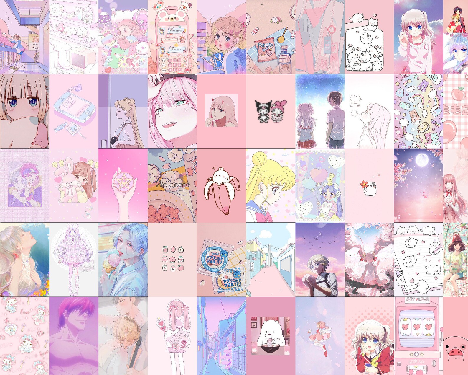 Anime Aesthetic Wall Collage Kit Kawaii Room Decor Anime | Etsy