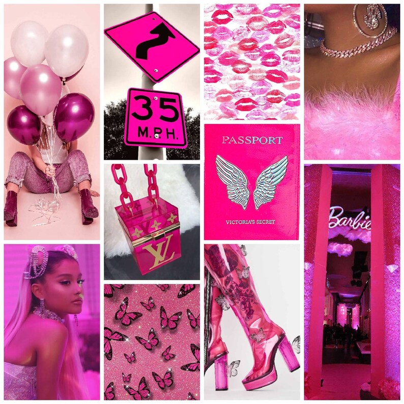 Hot Pink Aesthetic Wall Collage Kit 50pcs. Bright Pink Etsy