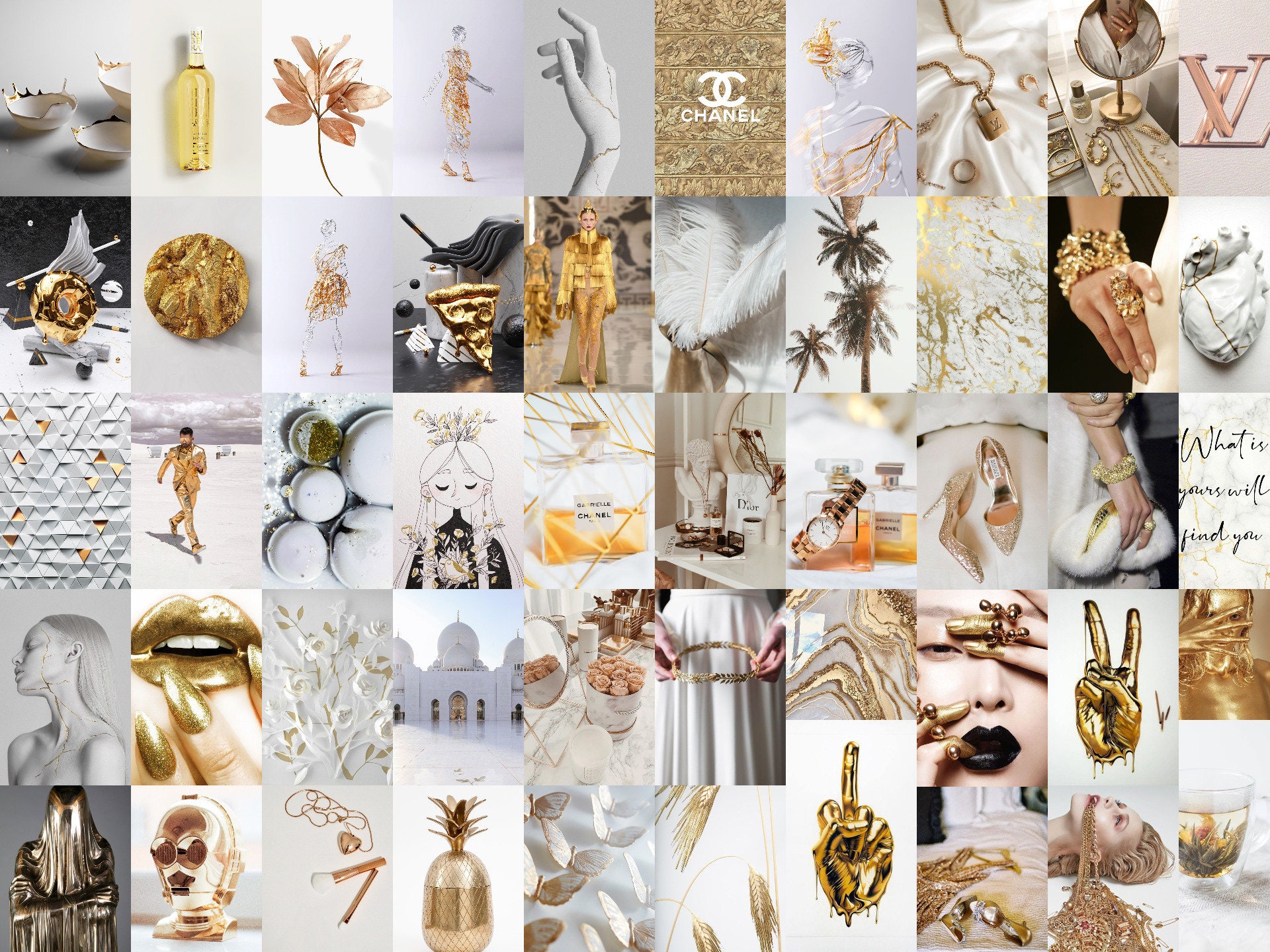 Boujee White Gold Aesthetic Wall Collage Kit Photo Collage Etsy Australia