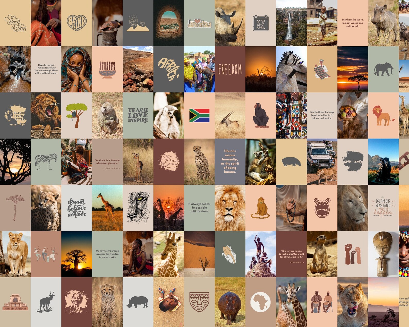 Ubuntu South Africa Aesthetic Wall Collage Kit African Etsy