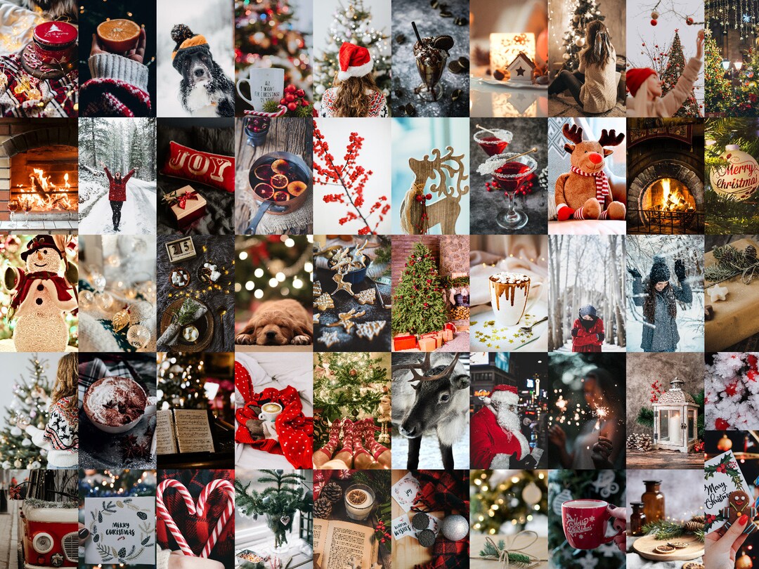 Christmas Aesthetic Wall Collage Kit 50pcs Digital Download Etsy Canada