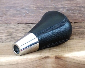 Black Leather with Black Stitched Gear Shift Knob for Lexus Toyota Acura Mazda Scion Subaru Automatic Trnasmission Thread Size M8 x 12.5