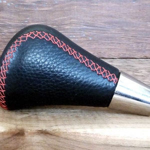 Black Leather with Red Stitch Shift Knob M8X1,25 Thread Size For Automatic Transmission