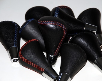 Black Leather with Red and Blue Stitched Shift Knob for Toyota Lexus Scion Mazda M8X1,25 Thread Size with Automatic Transmission Models