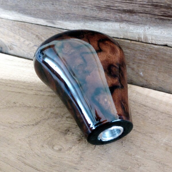 Mercedes W124 Automatic Shift Knob – Piano Black Burl Wood, Genuine, 2-Year Warranty