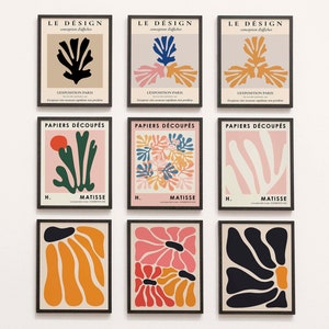 Matisse Print Set of 9, Abstract Matisse Print, Henri Matisse Wall Art Poster, Black Vintage Home Decor DIY, Gallery Exhibition Poster