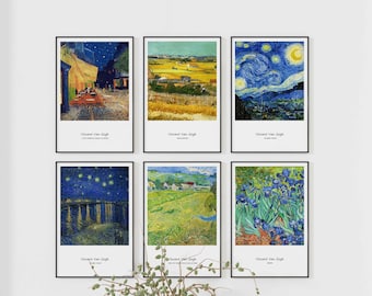 Vincent van Gogh Print, Set of 6 Printable Wall Art, Vintage Gallery Wall Decor Set, Digital Download Wall Decor, Van Gogh Abstract  Print