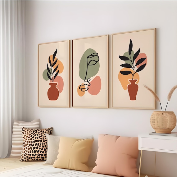 Boho Plant Print Set: Mid-century Modern Terracotta Art (digital Download)  - Etsy