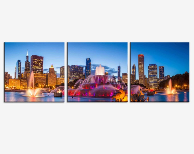 Chicago Skyline Wall Decor-Ilinois Printings on Canvas- Large Size Cityscape Home Decor- Modern USA City Wall Art- Housewarming Gift