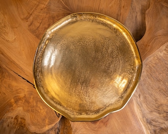 18” dia Gold tray platter charcuterie board, Organic Edge and food safe to serve dry food