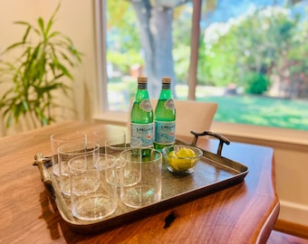 Antique Brass Finish Tray with Twig Handles perfect for coffee table or for serving snacks and drinks