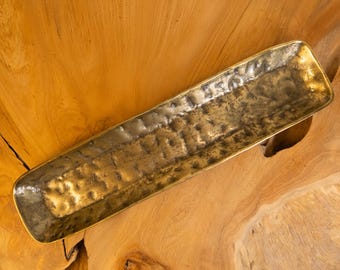 Antique Gold Hammered Long Tray – Handcrafted Decorative Accent 24" long perfect for decorative purposes or for gifting serving and more