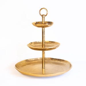 Vintage Handcrafted Gold 3-Tiered Stand – Luxury Dessert Display Tray for Weddings, Parties, and Home Decor perfect for Christmas
