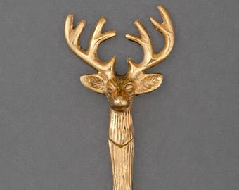 Brass Bottle Opener with Antler Handle – Deer Head Bar Tool