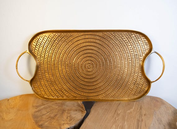 Handcrafted Gold Metal Serving Tray – Luxe Home Accent