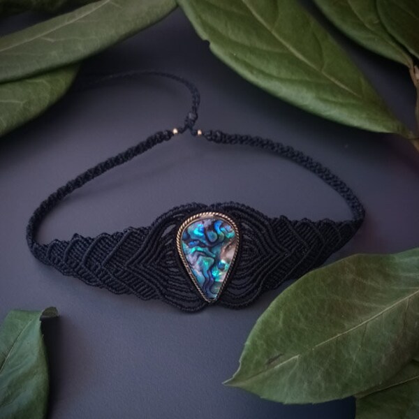 Collier Macramé - Ras le cou - Abalone