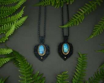 Colliers Macramé - Labradorite - Leaf