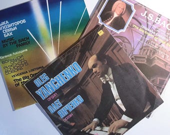 Vintage vinyl 3LP Bach's Organ Works, Yevgenia Lisitsina music by Bach Family, Oleg Yanchenko The Big Organ Of Riga Dom