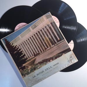3-LP Box Aida Giuseppe Verdi Opera, Soviet Vintage 70s vinyl records melody USSR