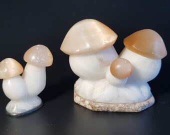 Mushrooms, Vintage figurines, Natural Stone Box, Secret Box, Marble, Selenite