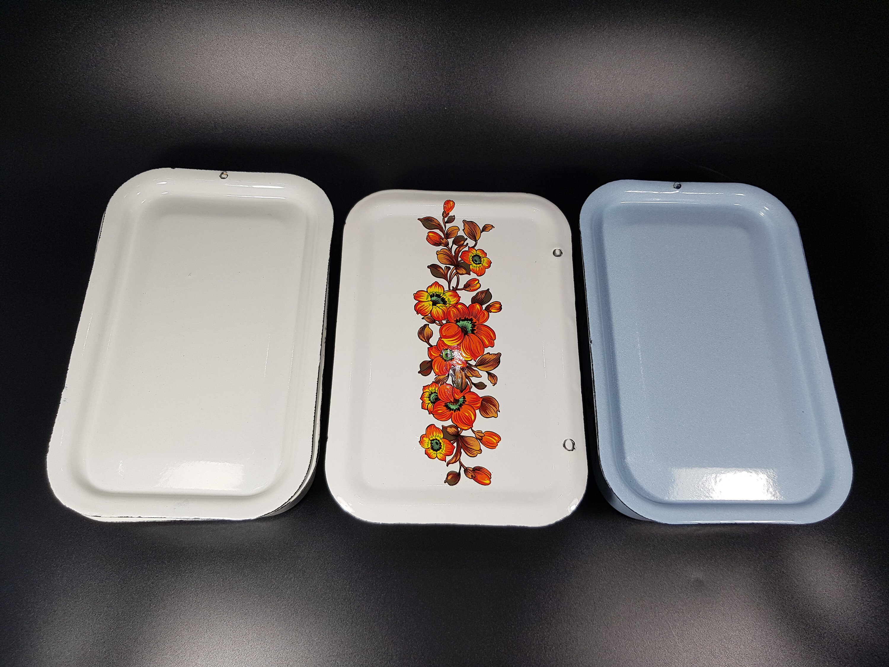 Set of 3 Vintage White Enamel Storage Containers With Lid Etsy