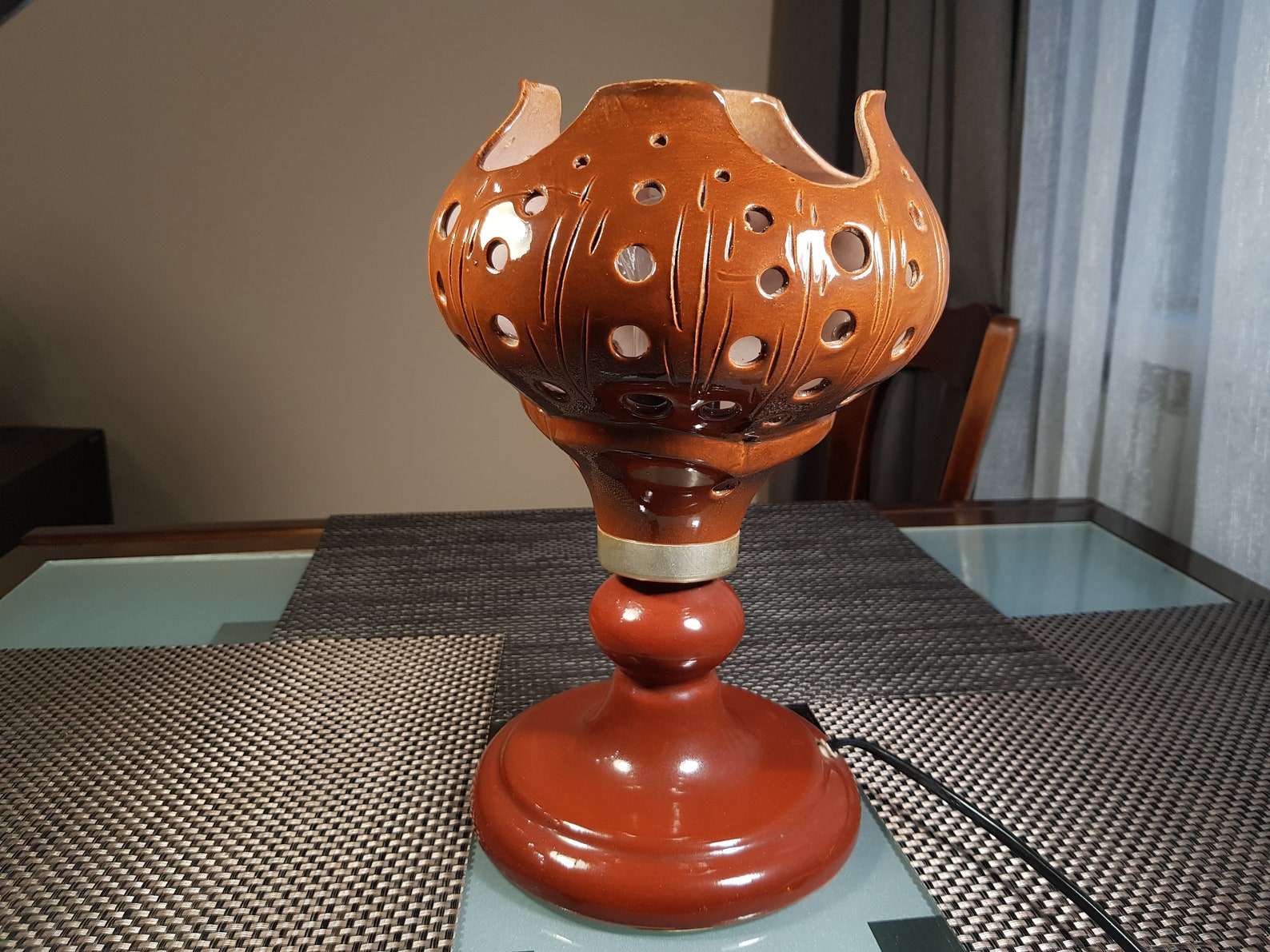 Clay Table Lamp Vintage Night Lamp Flower Shaped Ceramic Etsy UK